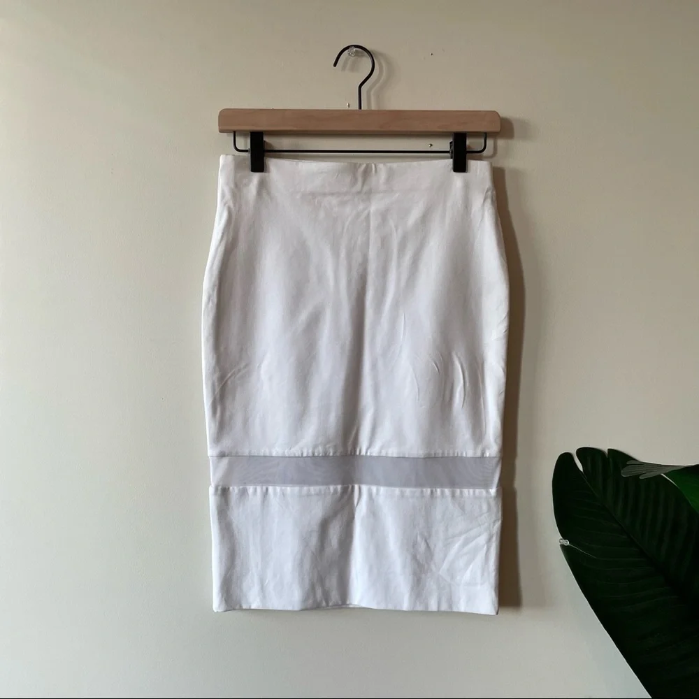 White Skirt w/ Mesh Panel Stripe - Picture 2 of 4